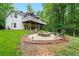 Well-maintained backyard features an elevated deck and fire pit, creating a relaxing outdoor space at 827 Pinehurst Dr, Woodstock, GA 30188