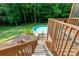 Stairway descends from the back deck into a fenced backyard with pool at 3112 Calumet Nw Cir, Kennesaw, GA 30152