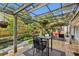 Inviting backyard patio with pergola, string lights, dining table, lounge chairs, and gardens at 1280 Sherry Dr, Alpharetta, GA 30009