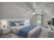 Comfortable bedroom with vaulted ceilings, ceiling fan, and window at 1959 Christian Circle, Conyers, GA 30013