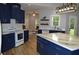 Charming kitchen featuring navy cabinets, marble countertops, and stainless steel appliances at 8 Ripplewood Trl, Euharlee, GA 30145
