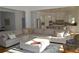 Open concept living room with hardwood floors, large sectional, and view into kitchen at 8 Ripplewood Trl, Euharlee, GA 30145