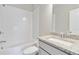 Sparkling clean bathroom features a tub, a shower with a tiled wall, and a granite topped vanity at 1405 Attwater Dr, Atlanta, GA 30316