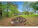 The lush backyard featuring a fire pit, perfect for outdoor relaxation and entertaining at 3428 Quail Sw Run, Marietta, GA 30008
