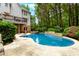 Inviting backyard pool and spa surrounded by lush landscaping offering a private and tranquil outdoor experience at 1000 Admiral Xing, Alpharetta, GA 30005