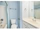 Bathroom with a shower-tub, white toilet, and single sink vanity at 1210 Magnolia Park Cir, Cumming, GA 30040