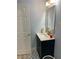 Bathroom with a vanity featuring a mirror and modern fixtures at 4520 Essen Lane, Cumming, GA 30041