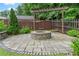 An outdoor patio area with a stone fire pit and wooden swing at 336 Parc Xing, Acworth, GA 30102