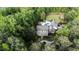 Stunning aerial view of estate nestled among lush trees, featuring a pool, playground, and pristine landscaping at 11355 Bowen Rd, Roswell, GA 30075