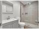 A bathroom featuring a vanity, toilet, and shower with glass doors at 2184 Cherokee Valley Cir, Lithonia, GA 30058