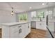 This modern kitchen includes stainless steel appliances, a kitchen island, and stylish white cabinets at 2184 Cherokee Valley Cir, Lithonia, GA 30058