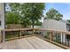 Exterior wood deck with black railings offering views of the lush surrounding landscape at 2025 Oakley Se Trce, Smyrna, GA 30080