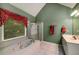 Spacious bathroom featuring a luxurious soaking tub and a separate glass-enclosed shower at 3953 Lorien Nw Way, Kennesaw, GA 30152