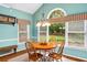Bright breakfast nook features large windows with backyard views and a round wood table with seating at 3953 Lorien Nw Way, Kennesaw, GA 30152