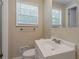 Bathroom featuring a white vanity, toilet and neutral paint and flooring at 4016 Nations Dr, Douglasville, GA 30135