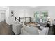Bright living room featuring modern decor, hardwood floors, and large windows for plenty of natural light at 1386 Pineglen Dr, Riverdale, GA 30296