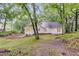Spacious backyard featuring a patio area and grassy lawn with wooded views at 2055 Timberland Dr, Cumming, GA 30040
