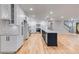 Spacious kitchen with an island, white cabinets, stainless steel appliances, hardwood floors, and ample counter space at 2055 Timberland Dr, Cumming, GA 30040