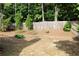 Fenced backyard features a stone patio and retaining wall offering privacy and style at 1132 Britley Park Ln Ln, Woodstock, GA 30189