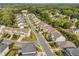 An aerial view of the neighborhood showcasing tree-lined streets, well-maintained homes, and lush greenery at 122 Grove View Rd, Woodstock, GA 30189