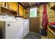 Laundry area with full size washer and dryer and storage cabinets at 4067 Lenora Church Rd, Snellville, GA 30039