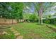Spacious backyard with lush greenery, mature trees, and a charming seating area at 549 Atwood Sw St, Atlanta, GA 30310