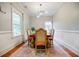 Elegant dining room features wooden floors, an area rug, and six chairs around a wooden table at 549 Atwood Sw St, Atlanta, GA 30310