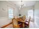 Dining room with a wooden table, six upholstered chairs, and natural lighting from the windows at 549 Atwood Sw St, Atlanta, GA 30310