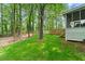 Well-maintained backyard with lush green grass, mature trees, and privacy fence at 2110 Argyle Se Dr, Smyrna, GA 30080