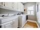 Clean laundry room with white cabinets, modern appliances, and a sink at 5318 Brooke Farm Dr, Dunwoody, GA 30338