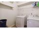 Functional laundry room with a washing machine, dryer and shelving for storage at 1127 Oak Hollow Ct, Hampton, GA 30228