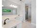 Bright bathroom with double sink and glass door shower at 175 River Run, Roswell, GA 30075