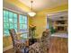 Bright breakfast nook featuring a glass table, floral chairs, and a view of the backyard at 351 Ridgewater Dr, Marietta, GA 30068