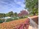 Inviting community pool area surrounded by lush landscaping and a walking path at 351 Ridgewater Dr, Marietta, GA 30068