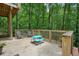 Back patio with forest views features outdoor seating and a picnic table at 3267 Standing Peachtree Nw Trl, Kennesaw, GA 30152