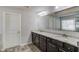Bathroom featuring double vanity with granite counters, and walk-in shower at 4240 Summer Breeze Way, Buford, GA 30518