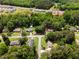 Wide aerial view of a neighborhood with mature trees, homes and manicured lawns at 35 Pawn Dr, Carrollton, GA 30116