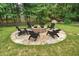 Backyard with a stone fire pit surrounded by Adirondack chairs at , Marietta, GA 30064
