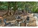 Outdoor seating area with chairs arranged around a firepit in a shady backyard setting at 195 Arizona Ave # 179, Atlanta, GA 30307