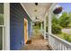 Inviting front porch showcasing wood floors, ceiling fans, and a classic blue exterior at 1211 Mortimer Se Pl, Atlanta, GA 30317