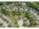 Aerial view showcases community layout with houses and greenery at 1316 Wind Chime Ct, Lawrenceville, GA 30045