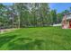 Large, well-maintained backyard with lush green grass and mature trees at 5401 Smoke Rise Dr, Smoke Rise, GA 30087