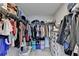 This is a walk-in closet with metal shelving, storage bins, hanging clothes, and a small dresser at 1171 Pine Acre Dr, Sugar Hill, GA 30518
