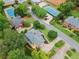 Beautiful aerial view of a home with lush landscaping, mature trees, and community tennis courts at 4004 Charrwood Trce, Marietta, GA 30062
