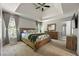 Spacious main bedroom featuring a tray ceiling, plush carpeting, and neutral tones, creating a peaceful retreat at 6645 N Glen Dr, Cumming, GA 30028