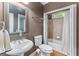 Bathroom with a vanity, single sink, toilet, and tiled shower/tub combo at 1085 Highland Crest Ct, Mableton, GA 30126