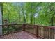 View of wooden deck overlooking the greenery-filled backyard of the home at 856 Bridgewater Sw St, Atlanta, GA 30310