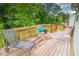 Spacious wooden deck with outdoor seating and a view of the lush backyard at 1565 Wynfield Dr, Auburn, GA 30011