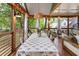 Screened porch with a dining table set for six, plus a comfortable seating arrangement at 978 Eden Se Ave, Atlanta, GA 30316