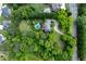 Aerial view of a private home with a pool and winding driveway nestled amongst lush greenery at 11569 Finley St, Suwanee, GA 30024